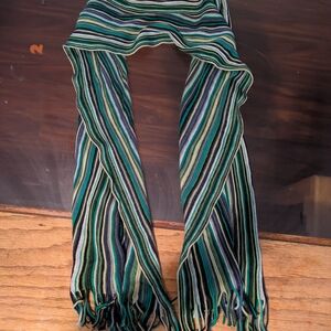 Sonoma Striped Knit Scarf in Green, Blue, Black, Cream